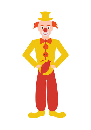 Profession: clown. Isolated on white background. Vector illustration.のイラスト素材