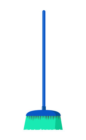 Plastic broom isolated on white background. Cleaning icon. Vector illustration.のイラスト素材