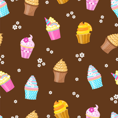 Cupcakes Seamless pattern.のイラスト素材