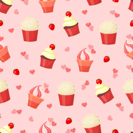 Cupcakes seamless pattern.のイラスト素材