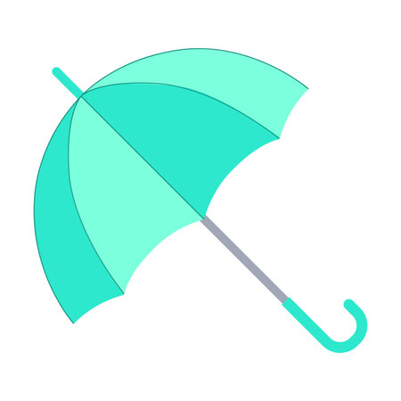 The blue umbrella. Flat design. Isolated icon on white background. Vector illustration.のイラスト素材