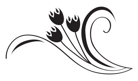 Bluebell flower. Black silhouette. Isolated on a white background. Vector illustration.のイラスト素材