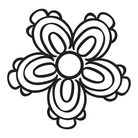 Abstract decorative flower. Black icon on white background. Vector illustration.のイラスト素材