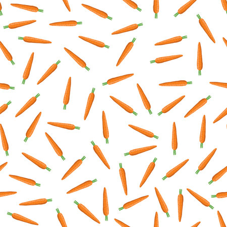 Carrot seamless pattern. Vegetables on a white background. Vector illustration.