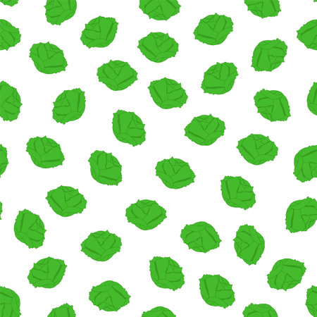 Cabbage seamless pattern. Vegetables on a white background. Seamless pattern. Vector illustration.のイラスト素材