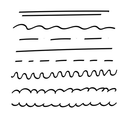 Handwritten, underline set on white backgroundのイラスト素材