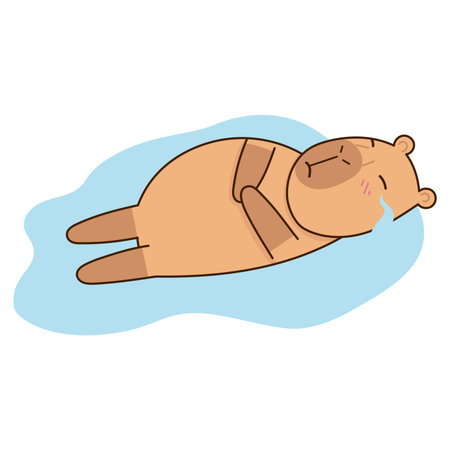 Cute capybara sticker crying. Emotions, emojis, sadness, disappointment. Vector illustrationのイラスト素材
