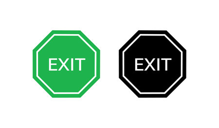Exit sign set, traffic green symbol, EPS10. Vector illustrationのイラスト素材
