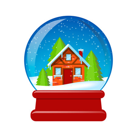 Flat design souvenir snow globe. Christmas gift vector design elementのイラスト素材