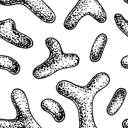 Bacterium seamless pattern in realistic sketch stile. Hand drawn medical background. Vector illustrationのイラスト素材