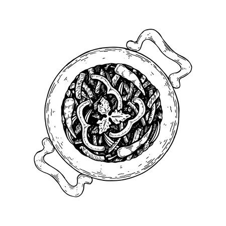 Hand drawn Mexican fajitas. Vector illustration in sketch styleのイラスト素材