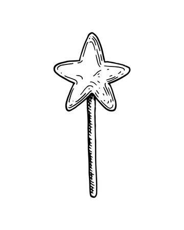 Hand drawn star lollipop isolated on white. Vector illustration in sketch styleのイラスト素材