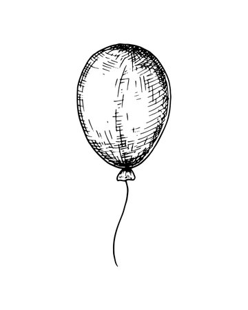 Hand drawn balloon isolated on white. Vector illustration in sketch styleのイラスト素材