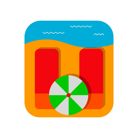 Colorful beach icon isolated on white. Travel icon. Vacation icon. Cruise icon. Vector illustration.のイラスト素材