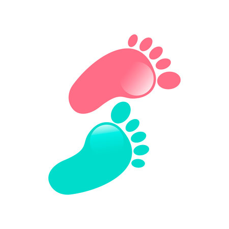 Newborn footprint icon. Baby icon in flat style. Vector illustration isolated on whiteのイラスト素材