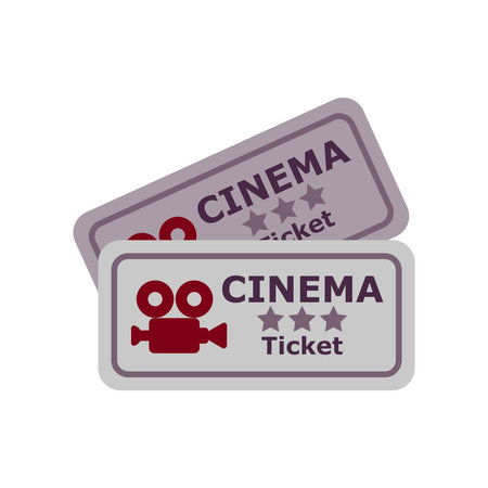 Cinema tickets icon. Cinema icon in flat style isolated on white. Vector illustration.のイラスト素材