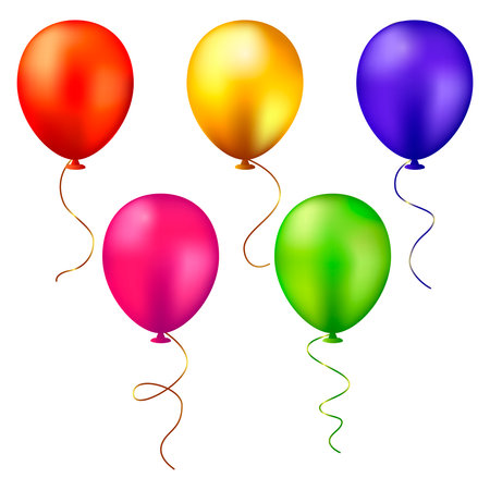 Set of colored balloons isolated on white. Vector illustrationのイラスト素材