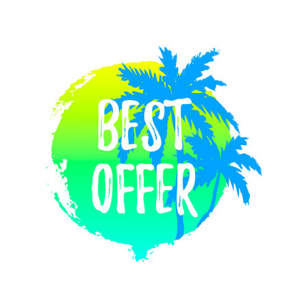 Hand drawn summer sale label. Design element for sale, fashion, banner, web, invitation, card. Space for text. Best offer.のイラスト素材