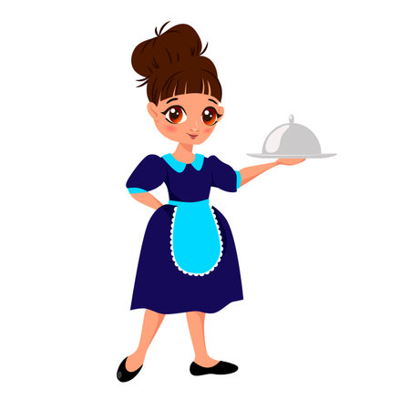 Vector illustration of a waitressのイラスト素材