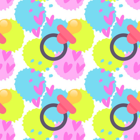 Baby shower seamless pattern. Vector illustration. Cute color design for gift wrapping paper,...