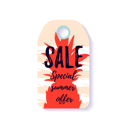 Summer Sale tag with hand drawn elements. Vector illustration.のイラスト素材