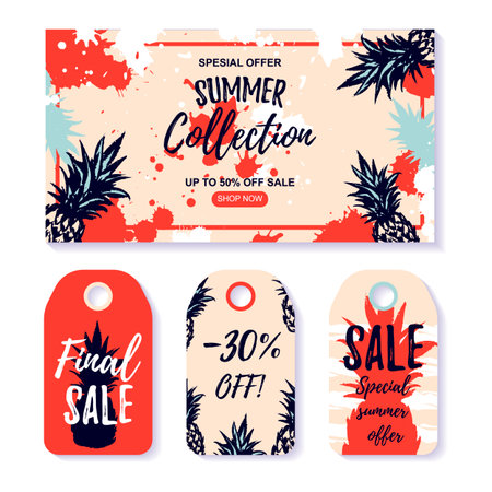 Set of Summer Sale design elements. Vector illustrationのイラスト素材