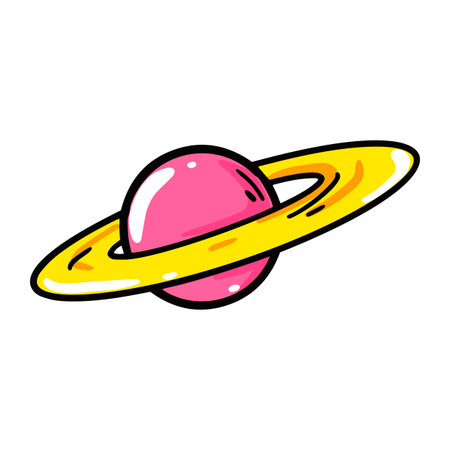 Pink Saturn comic style. vector illustrationのイラスト素材