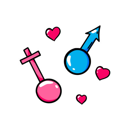 Mars man sign and Venus woman sign. vector illustrationのイラスト素材