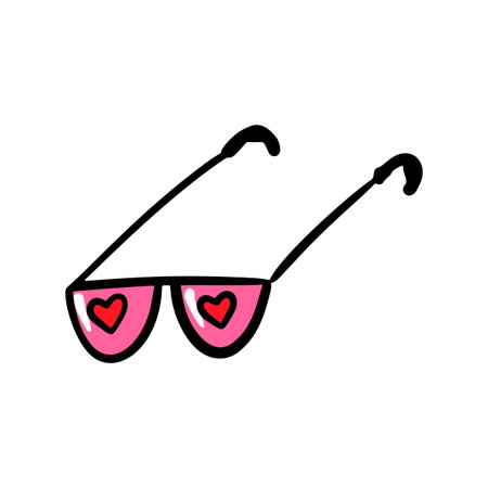 Hand drawn eyeglasses with hearts. vector illustrationのイラスト素材