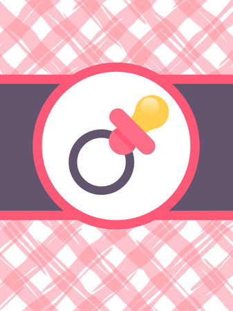 Vertical baby shower card with a cute nipple. It's a girl.のイラスト素材