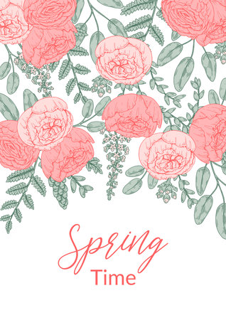 Gentle spring design with floral elements. hand drawn vector illustrationのイラスト素材