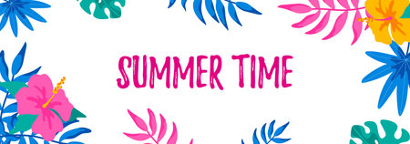Horizontal summer design with hand drawn elements for banners, letters, invitation, messages, social...