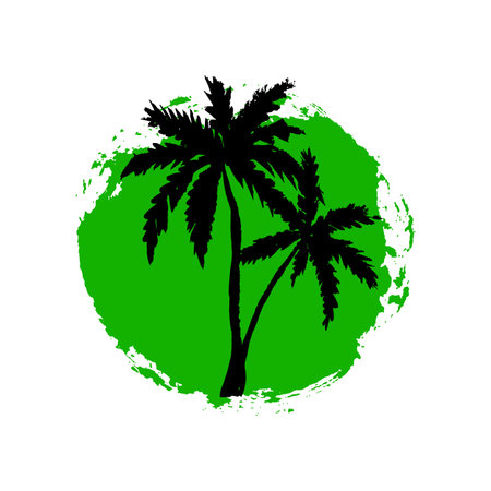 Hand drawn palm tree. circle summer design. vector illustrationのイラスト素材