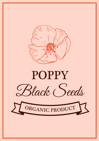 Hand drawn vintage poppy seeds packaging design. Vector illustration in sketch styleのイラスト素材
