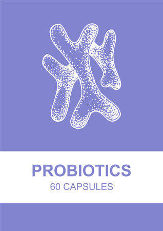 Hand drawn probiotics design for packaging and branding. Vector illustration in sketch style. microscopic bacteria close up. biology backgroundのイラスト素材