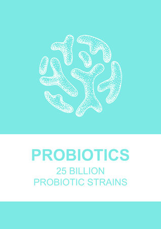 Hand drawn probiotics design for packaging and branding. Vector illustration in sketch style. microscopic bacteria close up. biology backgroundのイラスト素材
