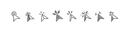 Car navigation doodle pointer set. Hand drawn sketch click icon. Sketch vector illustration....