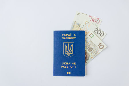 Ukraine biometric passport with payment from United Nations to refugees from Ukraine - 710 PLN. Support for Ukrainians.の写真素材