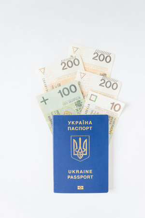 Ukraine biometric passport with payment from United Nations to refugees from Ukraine - 710 PLN. Support for Ukrainians.の写真素材