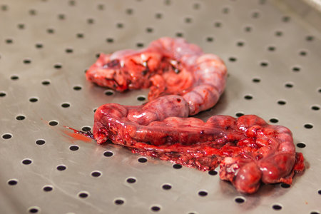 Close-up of pyometra - Uterus inflammation after surgical operation to remove uterus with pus at the...