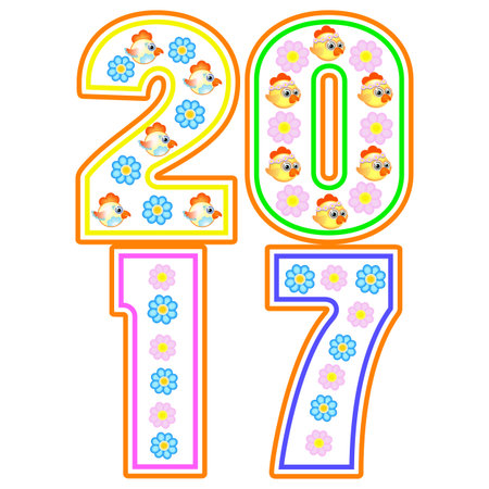 vector rooster heppy symbol of 2017new yearのイラスト素材