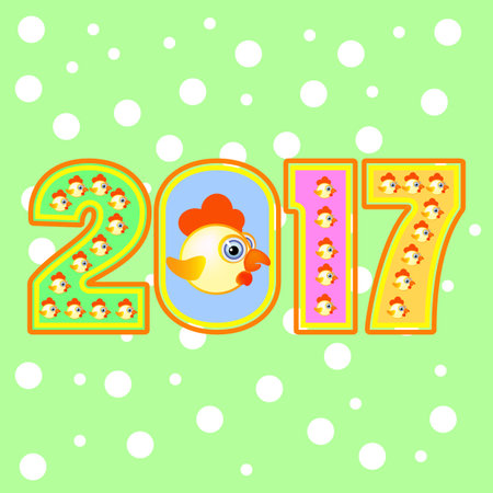 vector rooster heppy symbol of 2017new yearのイラスト素材
