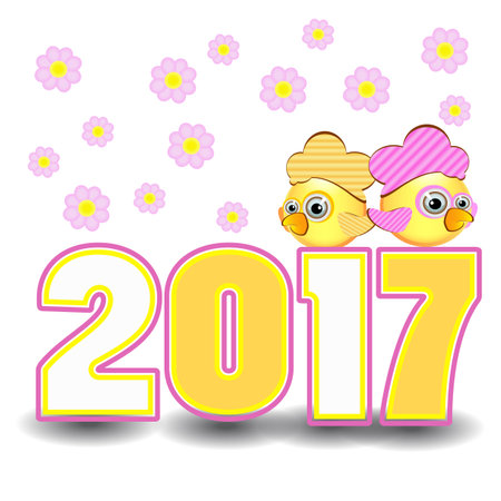 vector rooster heppy symbol of 2017new yearのイラスト素材