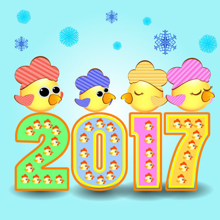 vector rooster heppy symbol of 2017new yearのイラスト素材