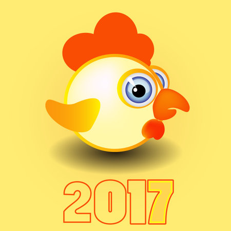 bird, rooster, 2017, vector, sign, symbol,の写真素材