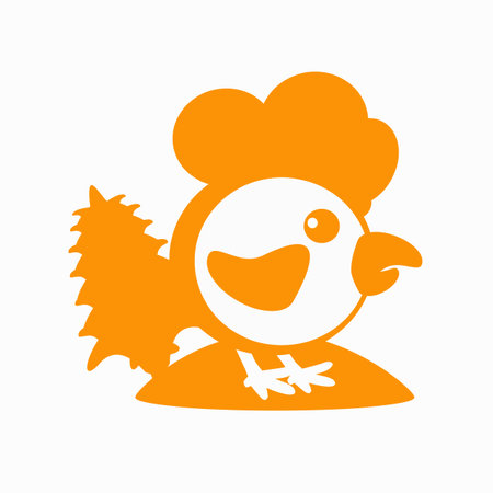 rooster, cockerel, chicken with a fir-tree on the hill a  symbol 2017 on the Chinese calendar. A silhouette orange on the white easily separated background. Vector illustration. To use for the press, the website, undershirts, t-shirts, textiles.のイラスト素材