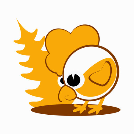 rooster, cockerel, chicken a  symbol 2017 on the Chinese calendar. A silhouette yellow, brown two color images on the white easily separated background. Vector illustration. To use for the press, the website, undershirts, t-shirts, textiles.のイラスト素材