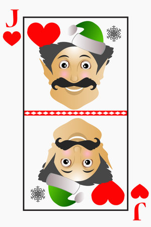 Vector elf Christmas simple easy plays Jack card suits of hearts, rosesの写真素材