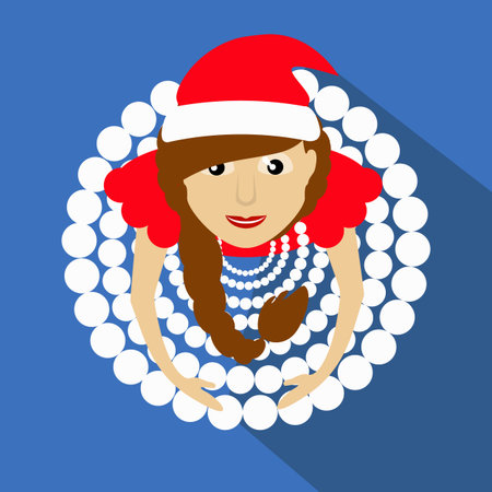 Santa girl Christmas New Year vector illustration of a skirt in the form of snowballsのイラスト素材