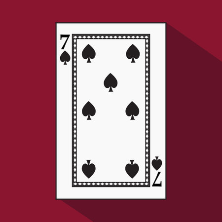 playing card. the icon picture is easy. peak spide 7 with white a basis substrate. a vector illustration on a red background. application appointment for: website, press, t-shirt, fabric, interior, registration playing card. the icon picture is easy. peak spide 7 with white a basis substrate. a vector illustration on a red background. application appointment for: website, press, t-shirt, fabric, interior, registration
